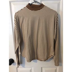long sleeve tan striped tee